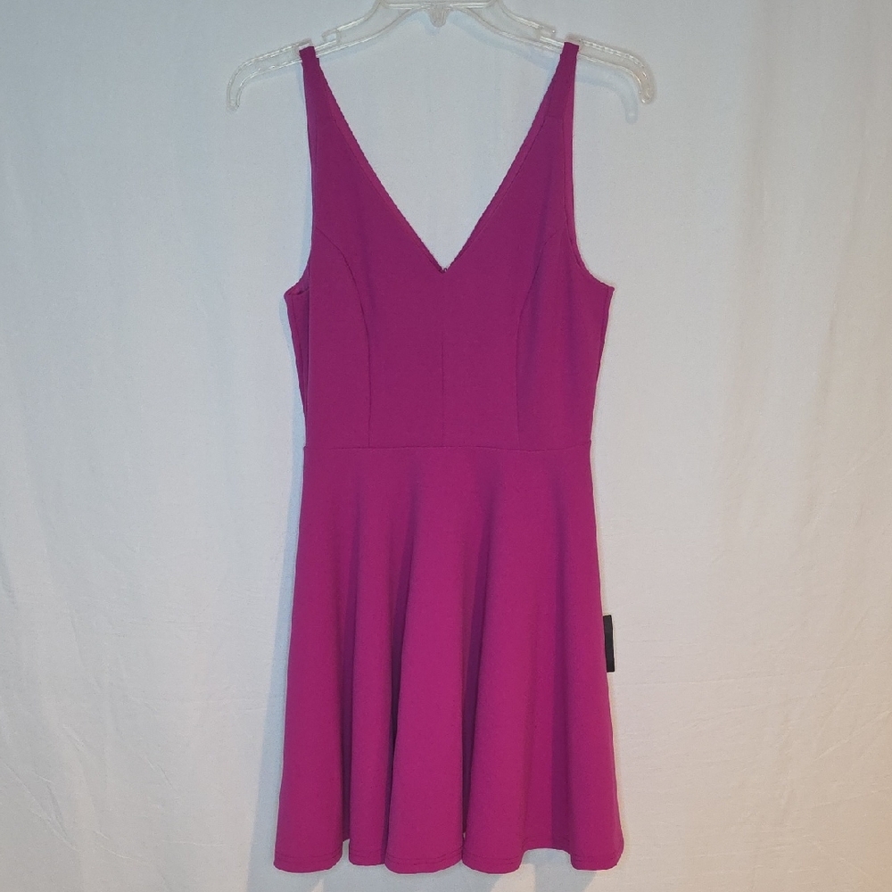 Lulu's Fuchsia V-Neck Mini Dress